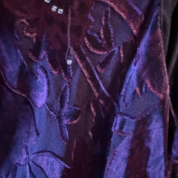 Vintage 90s Valerie Stevens Purple Burnout style gown w/slit SZ 10. - Picture 6 of 12